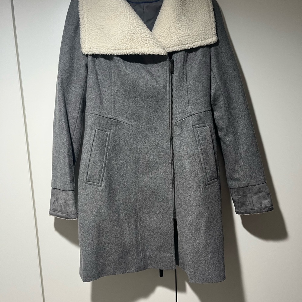DKNYC Gray and Cream Teddy Jacket